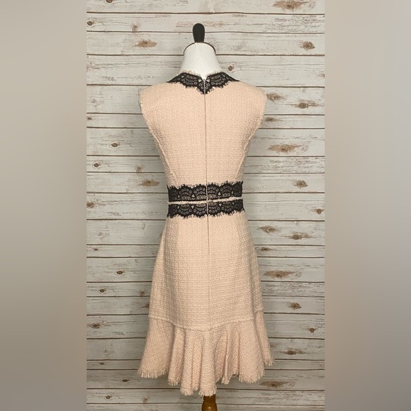 *SOLD* Rebecca Taylor pink and black lace coquette twee sleeveless tweed dress - Picture 4 of 6